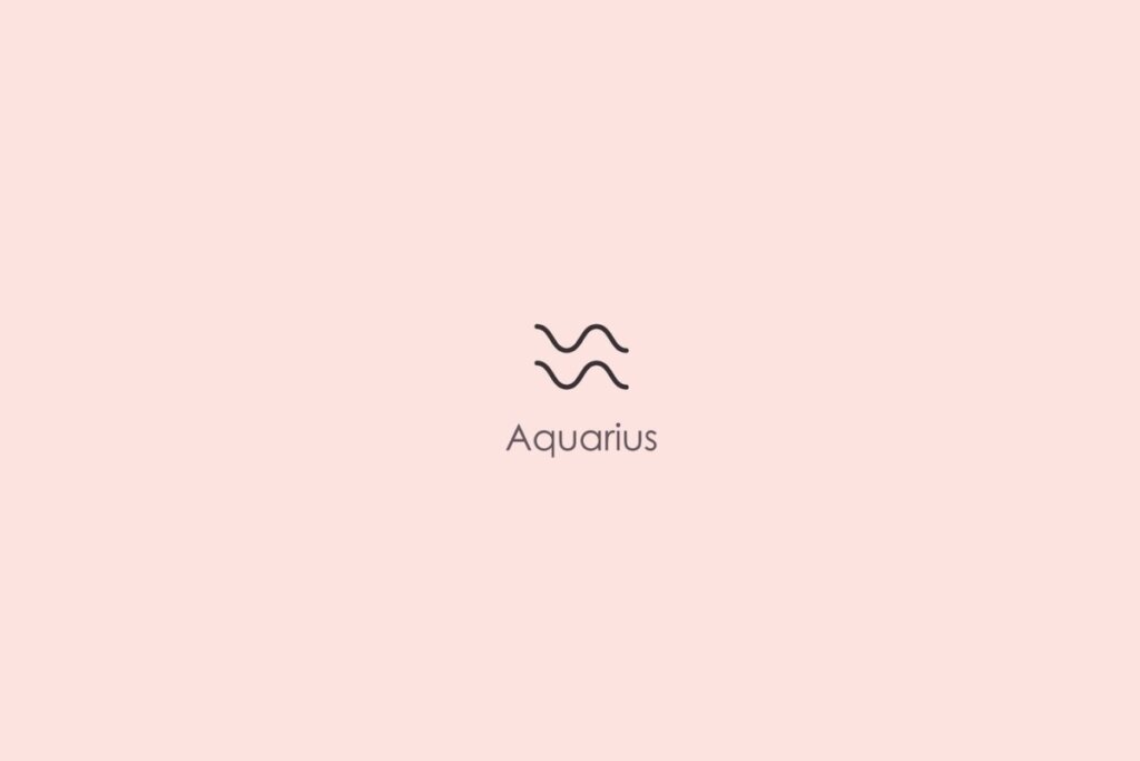 Ilustração do signo de aquário em marrom em um fundo rosa-claro
