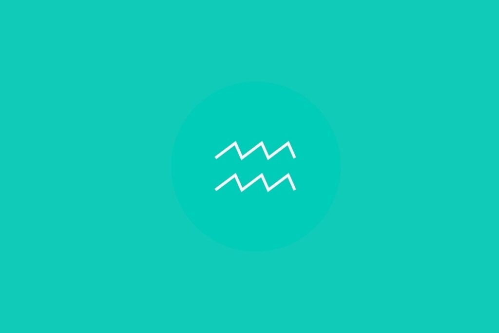 Ilustração do signo de aquário centralizado em um fundo verde