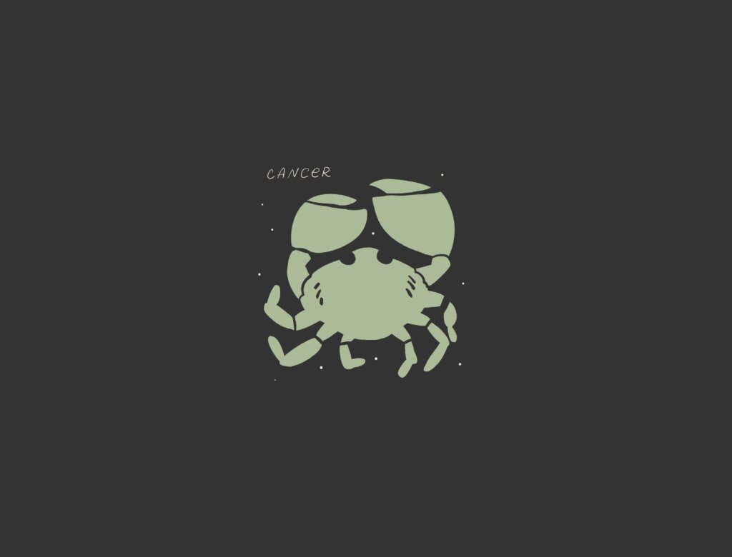 Ilustração do signo de Câncer em um fundo preto