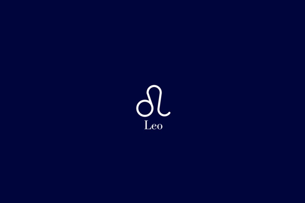 Ilustração do signo de leão em branco em um fundo azul-escuro