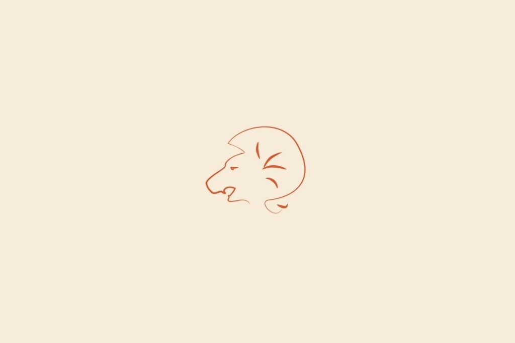 Ilustração do signo de leão centralizado em um fundo bege-claro