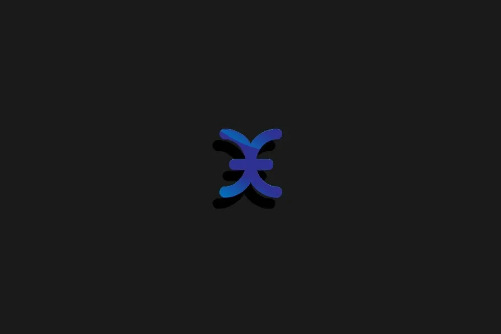 Símbolo do signo de peixes na cor azul e centralizado em um fundo preto