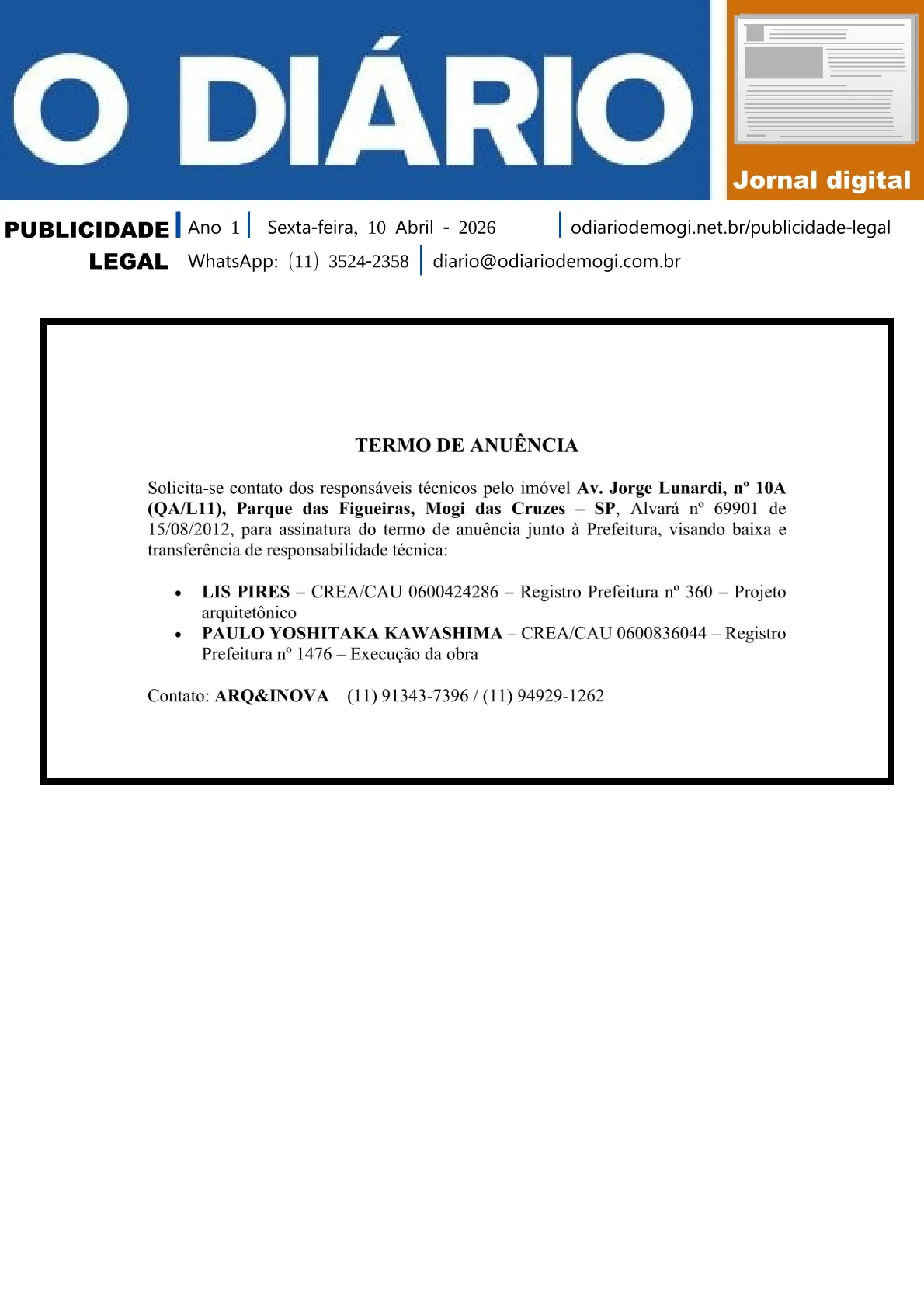 Sexta-feira, 10 de Abril de 2026