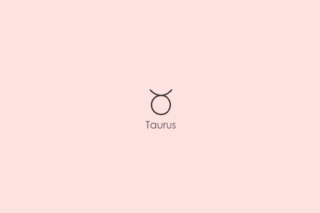 Ilustração do signo de touro em marrom em um fundo rosa-claro