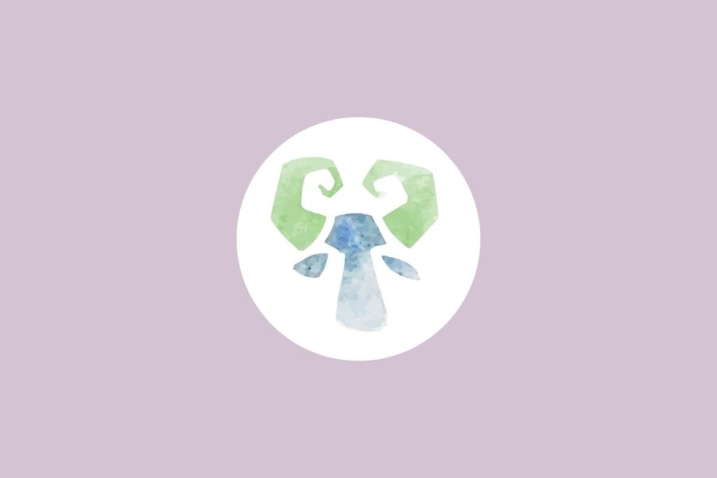 Círculo centralizado em um fundo roxo e com a ilustração do signo de touro dentro