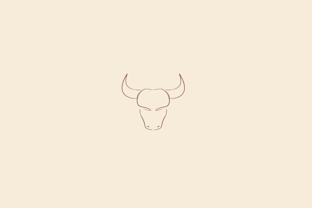 Ilustração do signo de touro centralizado em um fundo bege-claro