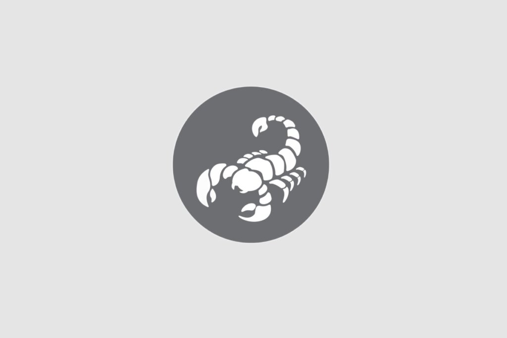 Ilustração do signo de Escorpião contendo um escorpião com cauda arqueada