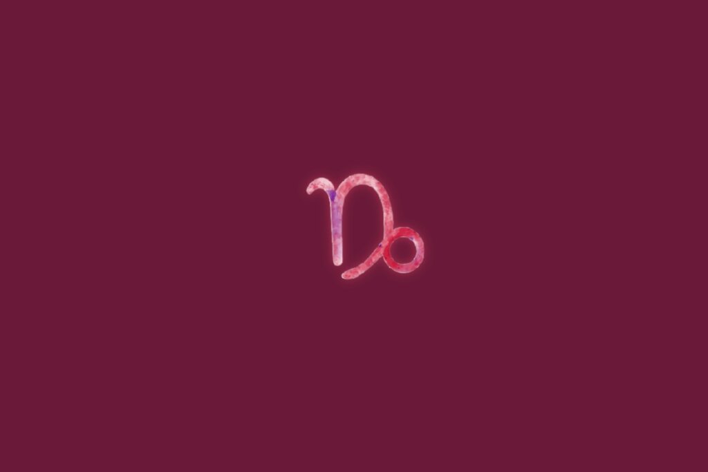 Ilustração do signo de capricórnio centralizado em um fundo rosa