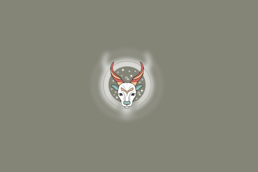 Ilustração de uma cabra iluminada por luz branca em fundo verde musgo