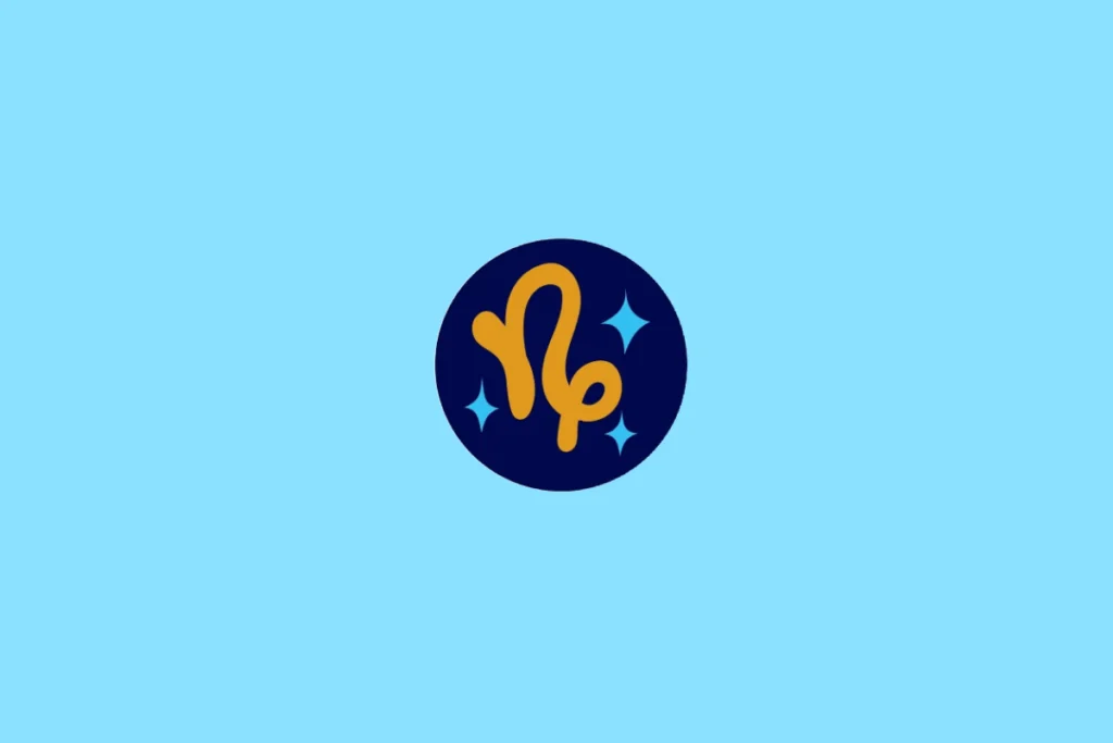 Ilustração do signo de Capricórnio, contendo o símbolo da cabra-marinha (um "N" seguido de uma curva enrolada que forma a cauda), em fundo azul-claro