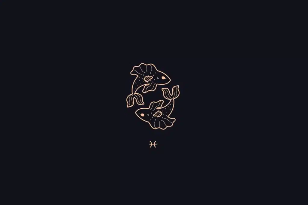 Ilustração do signo de Peixes em um fundo preto