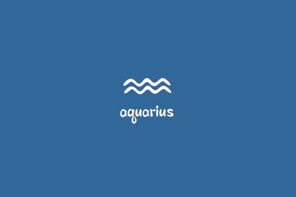 Ilustração do signo de aquário centralizado em um fundo azul