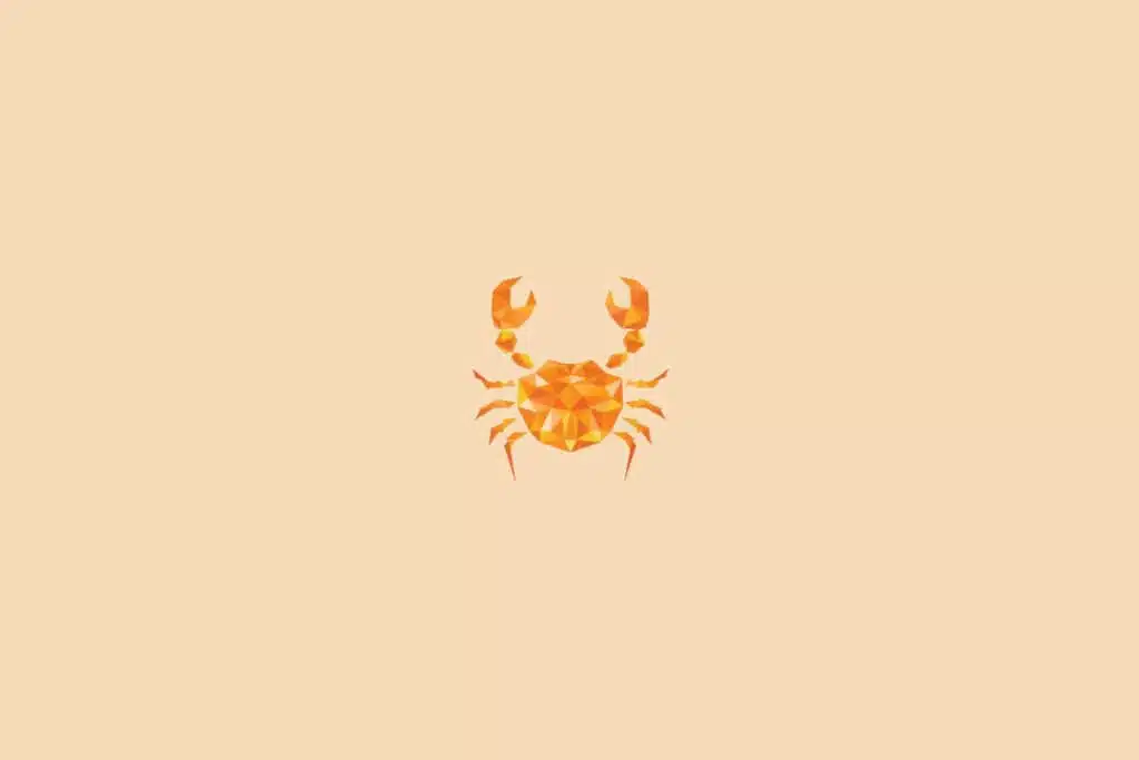 Ilustração do signo de câncer, na cor laranja, centralizado em um fundo laranja-claro