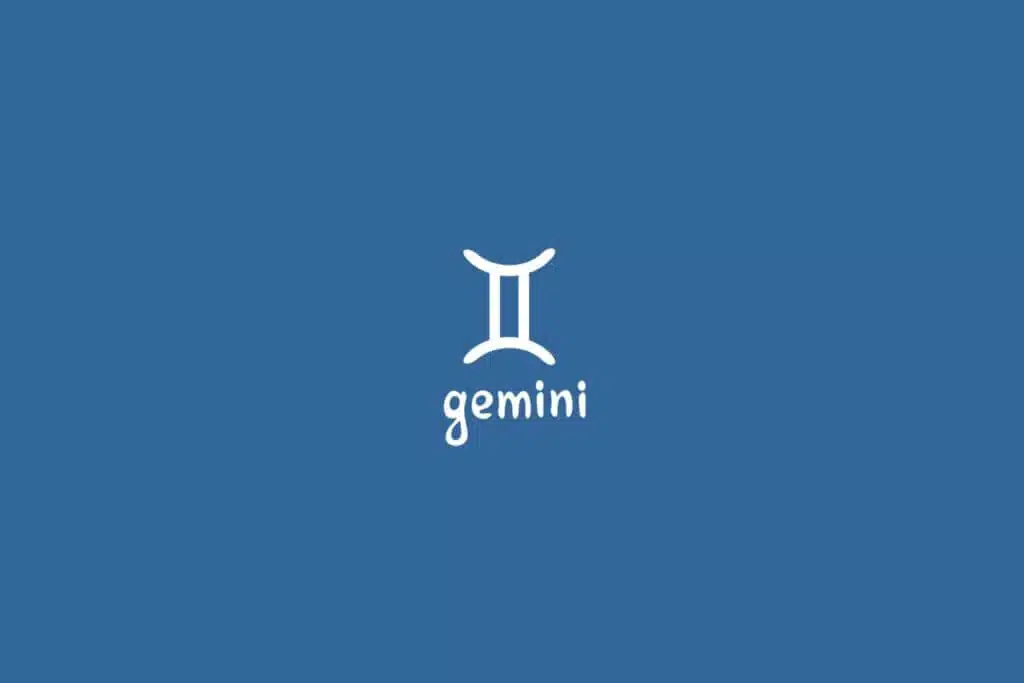 Ilustração do signo de gêmeos centralizado em um fundo azul