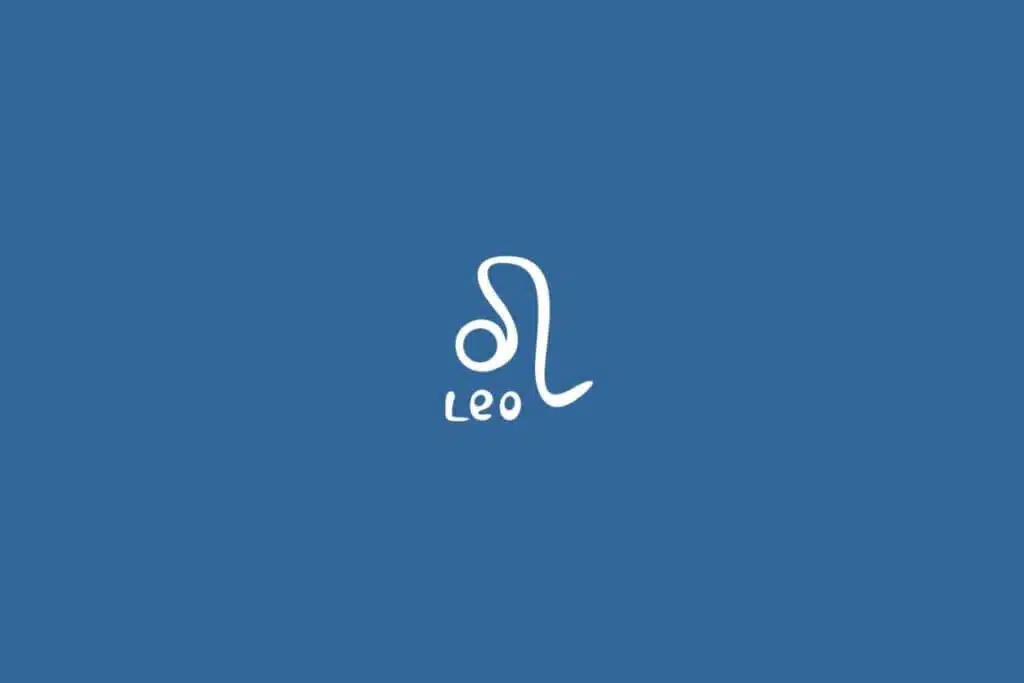 Ilustração do signo de leão centralizado em um fundo azul