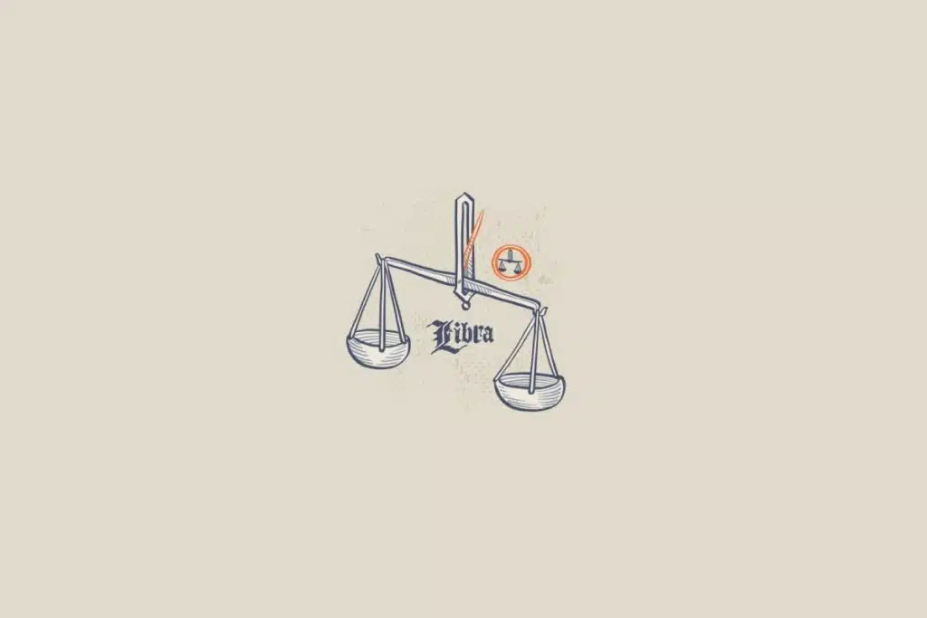 Ilustração do signo de libra em um fundo bege