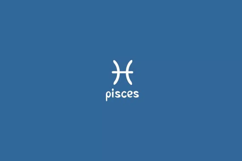 Ilustração do signo de peixes centralizado em um fundo azul