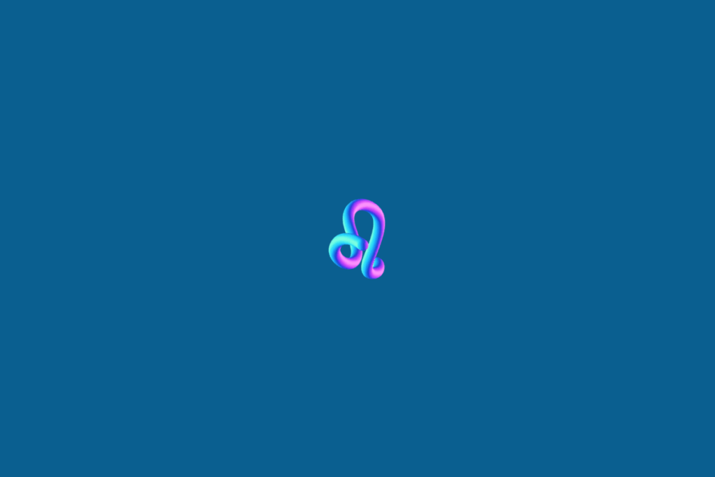 Símbolo do signo de Leão em tons de azul e roxo em fundo azul