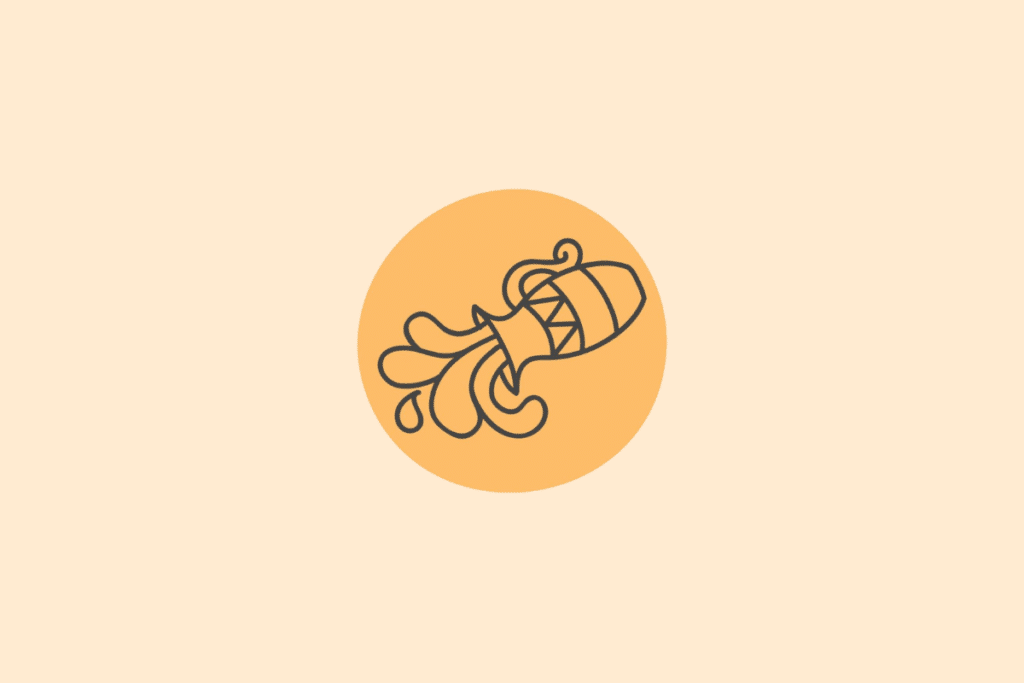 Ilustração minimalista em traços pretos sobre um círculo amarelo-alaranjado, mostrando um vaso ou jarro derramando água, representando o signo de Aquário.