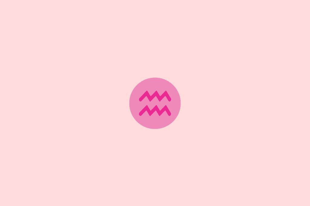 Ilustração do signo de Aquário rosa em círculo rosa e em fundo rosa claro
