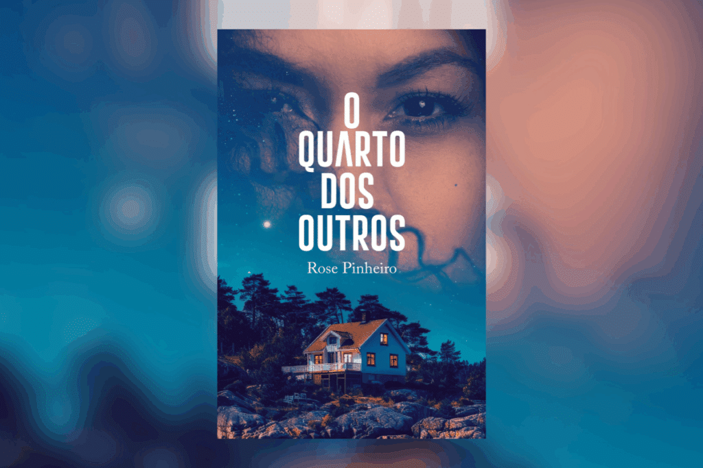 Capa do livro “O quarto dos outros”, com o rosto de uma mulher acima de uma casa isolada à noite. Capa do livro “O quarto dos outros”, com o rosto de uma mulher acima de uma casa isolada à noite.