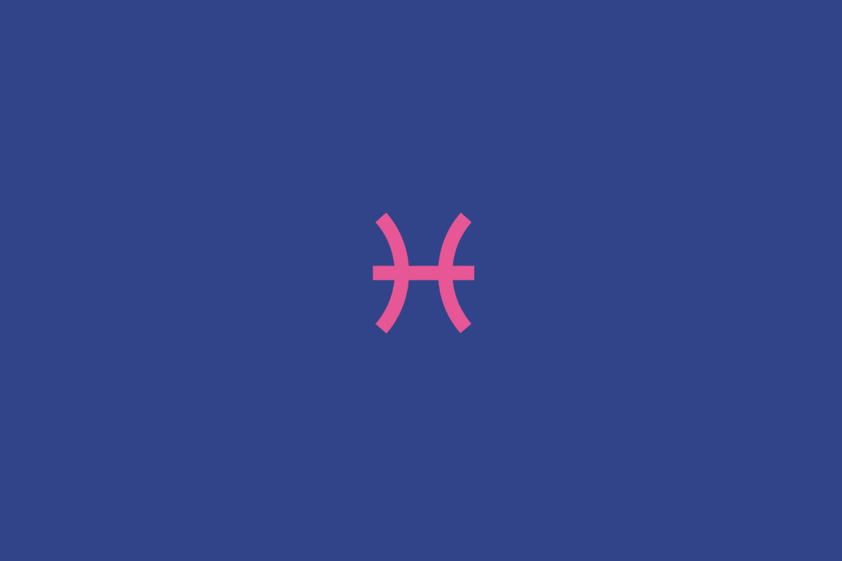 Ilustração do signo de peixes na cor rosa e centralizado em fundo azul-escuro