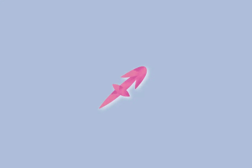 Ilustração do signo de sagitário na cor rosa e sobre um fundo azul-claro 